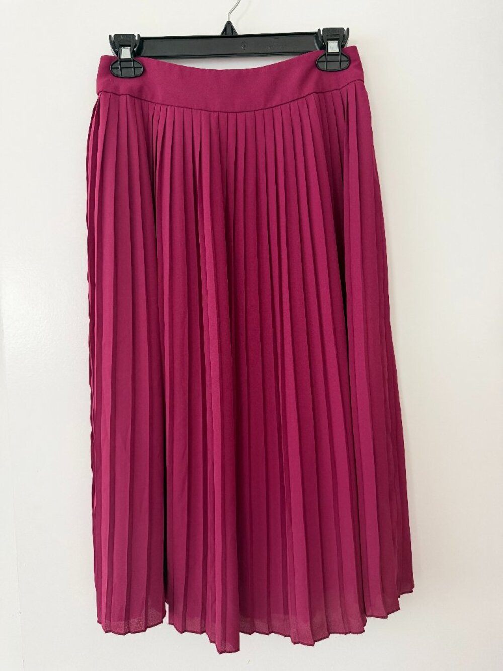 J. Crew Magenta Pleated Midi Skirt